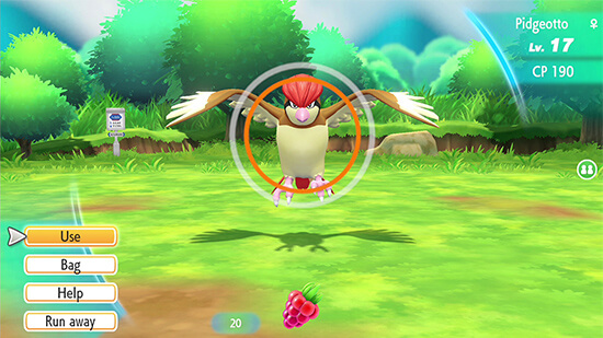 Catching interface in Let's Go: Pikachu and Let's Go: Eevee.